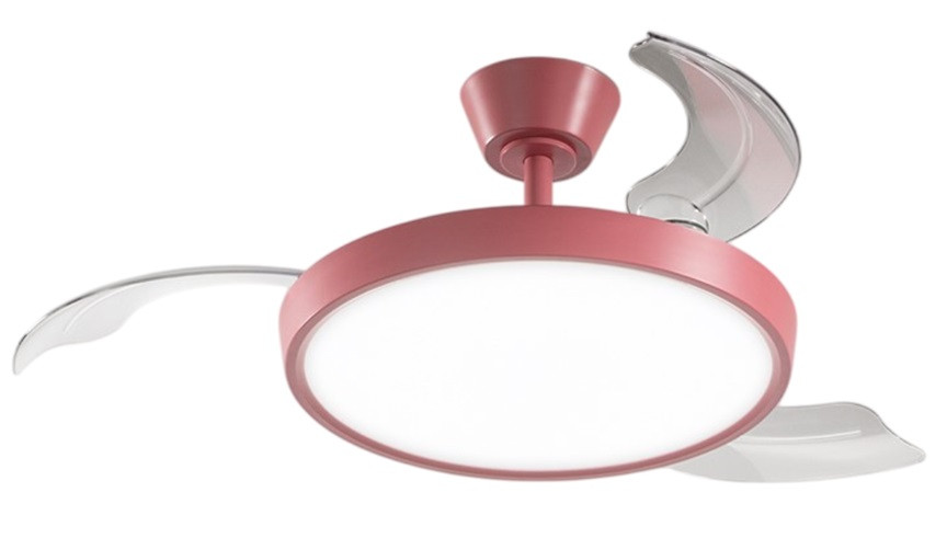 Ventilatore rosso Ø 48-106 luce LED 3 pale a scomparsa telecomando